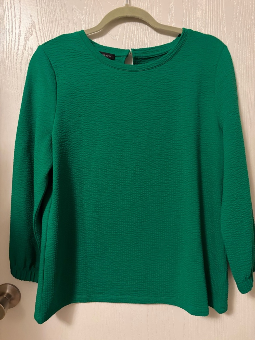 NWT Talbots Kelly Green Waffle Blouse Size Medium